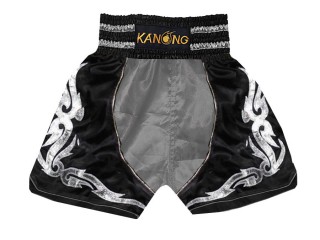 Boxing Shorts, Boxing Trunks : KNBSH-202-Silver-Black